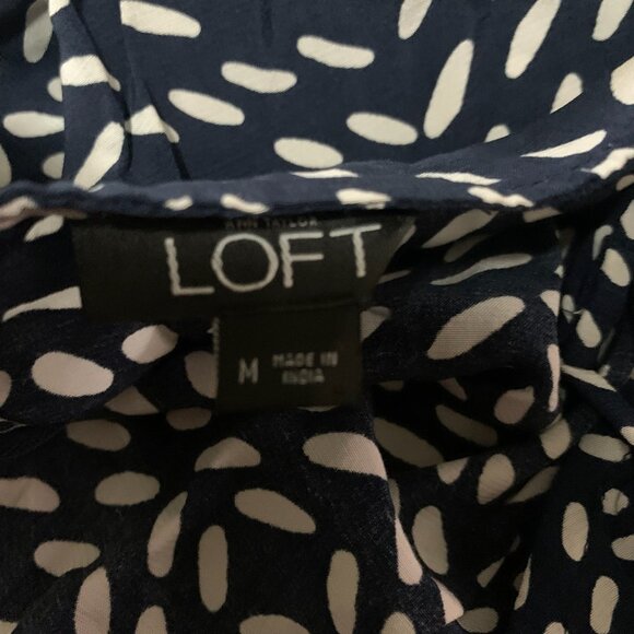 LOFT NAVY & WHITE GEOMETRICAL PATTERN SLEEVELESS JUMPSUIT MEDIUM-EUC - Picture 11 of 12